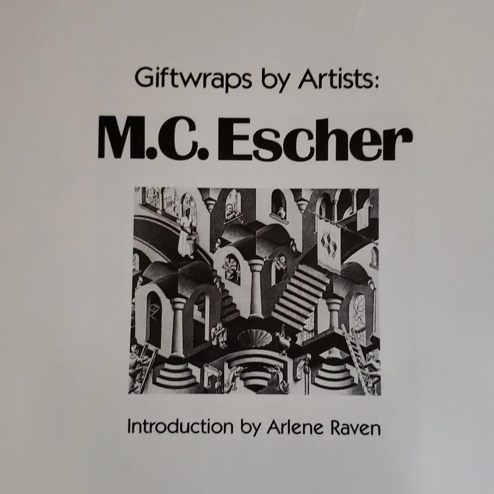 Vintage 80s Book of M.C. Escher Art Gift Wraps with Bird Pattern and 15 More